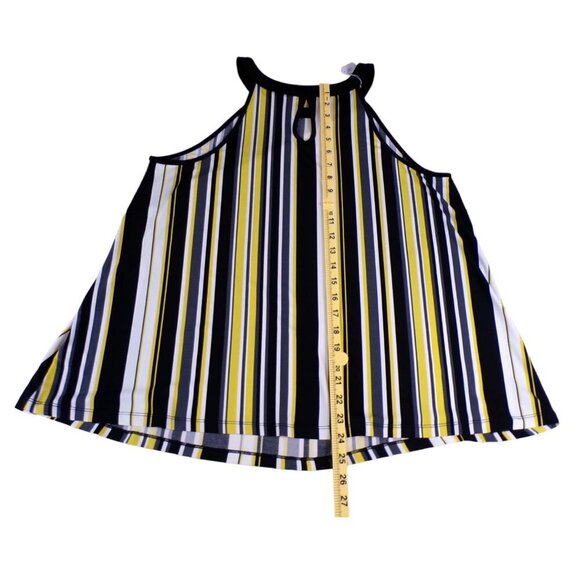 TORRID Blouse Stretch Halter Sleeveless Yellow Black White Sz 0/12/L #443 - Picture 5 of 7